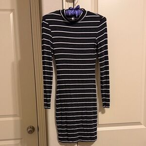American Apparel Black and White Striped Long Sleeve Dress